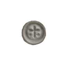 Denarius bracteate; one-sided coin featuring a Latin cross with slightly widening arm ends; on each