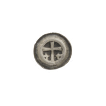 Denarius (bracteate) with Latin cross iconography; Nervin deposits; equal-armed crosses; one-sided
