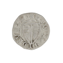Teutonic szelag, Michal Küchmeister (Grand Master; 1414–1422). Obverse: monastic shield of the