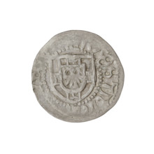 Teutonic szelag, Henryk Reffle von Richtenberg (Grand Master; 1470–1477). Obverse: Teutonic shield