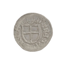Teutonic szelag, Henryk Reffle von Richtenberg (Grand Master; 1470–1477). Obverse: Teutonic shield