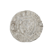 Teutonic szelag. Obverse: monastic shield of the Grand Master; rim between pearl borders with