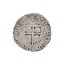 Teutonic szelag, Konrad von Jungingen (Grand Master; 1393–1407). Obverse: Teutonic shield of the