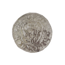 Teutonic szelag, Henryk von Plauen (Grand Master; 1410–1413). Obverse: monastic shield of the Grand