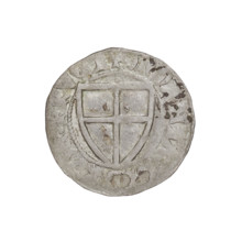 Teutonic szelag, Henryk von Plauen (Grand Master; 1410–1413). Obverse: monastic shield of the Grand