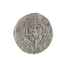 Teutonic szelag, Paul von Russdorf (Grand Master; 1422–1441). Obverse: monastic shield of the Grand