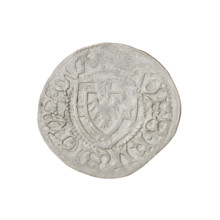 Teutonic szelag, Henryk Reffle von Richtenberg (Grand Master; 1470–1477). Obverse: Teutonic shield