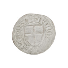 Teutonic szelag, Henryk Reffle von Richtenberg (Grand Master; 1470–1477). Obverse: Teutonic shield