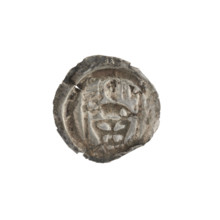 denarius - bracteate, R6 (rarity), knights, treasure from Wielen (numism), AR mark, pennants,