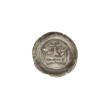 Denarius - bracteate; iconography: crown I, crosses, crowns; one-sided coin; Teutonic Knights