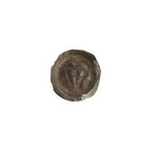 Denarius - bracteate; one-sided coin depicting a triangular shield with a cross whose arms reach