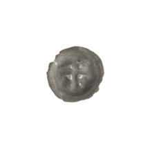 Denarius - bracteate; one-sided coin depicting a Latin cross with slightly widening arm ends, with