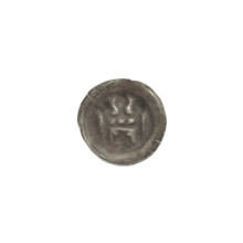 Denarius bracteate, Gate II (iconographic): gate topped with three pillars topped with trefoils.