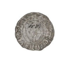 Teutonic szelag, Konrad von Jungingen (Grand Master; 1393–1407). Obverse: monastic shield of the