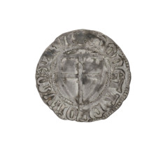 Teutonic szelag, Konrad von Jungingen (Grand Master; 1393–1407). Obverse: monastic shield of the