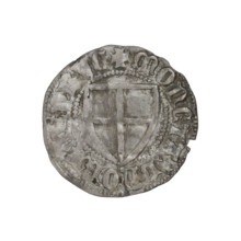 Teutonic szelag, Konrad von Jungingen (Grand Master; 1393–1407). Obv.: Teutonic shield of the Grand