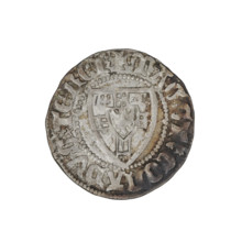 Teutonic szelag, Konrad von Jungingen (Grand Master; 1393–1407). Obverse: Teutonic shield of the