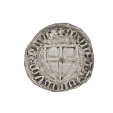Teutonic szelag, Konrad von Jungingen (Grand Master; 1393–1407). Obverse: Monastic shield of the