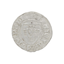 Teutonic szelag, Herman Gans (1413–1414). Obverse: Monastic shield of the Grand Master; dot above