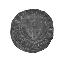 Teutonic szelag, Michal Küchmeister (Grand Master; 1414–1422). Obverse: Teutonic Knights' shield