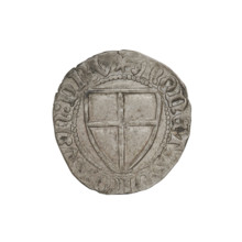 Teutonic szelag, Michal Küchmeister (Grand Master; 1414–1422). Obverse: monastic shield of the