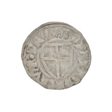 Teutonic szelag, Michal Küchmeister (Grand Master; 1414–1422). Obverse: monastic shield of the