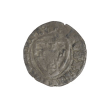 Teutonic szelag, Michal Küchmeister (Grand Master; 1414–1422). Obverse: monastic shield of the