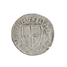 Teutonic szelag, Michal Küchmeister (Grand Master; 1414–1422). Obverse: monastic shield of the