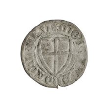 Teutonic szelag, Michal Küchmeister (Grand Master; 1414–1422). Obverse: monastic shield of the