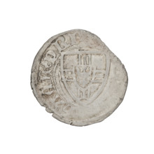 Teutonic szelag, Michal Küchmeister (Grand Master; 1414–1422). Obverse: monastic shield of the