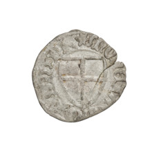 Teutonic szelag, Michal Küchmeister (Grand Master; 1414–1422). Obverse: Monastic shield of the
