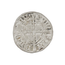 Teutonic szelag, Michal Küchmeister (Grand Master; 1414–1422). Obverse: monastic shield of the