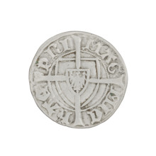 Teutonic szelag, Michal Küchmeister (Grand Master; 1414–1422). Obverse: monastic shield of the