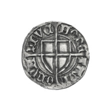 Teutonic szelag, Pawel von Russdorf (Grand Master; 1422–1441). Obverse: monastic shield of the