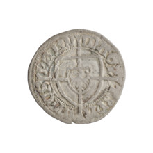 Teutonic szelag, Paul von Russdorf (Grand Master; 1422–1441). Obverse: monastic shield of the Grand