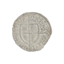 Teutonic szelag, Paul von Russdorf (Grand Master; 1422–1441). Obverse: monastic shield of the Grand