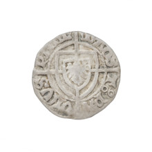 Teutonic szelag, Pawel von Russdorf (Grand Master; 1422–1441). Obverse: monastic shield of the