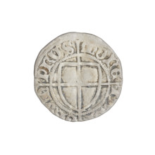 Teutonic szelag, Pawel von Russdorf (Grand Master; 1422–1441). Obverse: monastic shield of the
