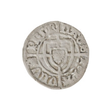 Teutonic szelag, Paul von Russdorf (Grand Master; 1422–1441). Obverse: monastic shield of the Grand