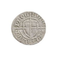 Teutonic szelag, Paul von Russdorf (Grand Master; 1422–1441). Obverse: monastic shield of the Grand
