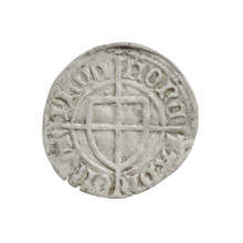 Teutonic szelag, Paul von Russdorf (Grand Master; 1422–1441). Obverse: monastic shield of the Grand