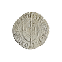 Teutonic szelag, Pawel von Russdorf (Grand Master; 1422–1441). Obverse: monastic shield of the