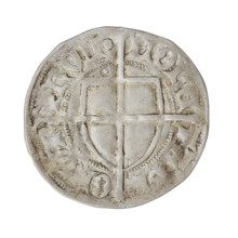 Teutonic szelag, Pawel von Russdorf (Grand Master; 1422–1441). Obverse: Monastic shield of the