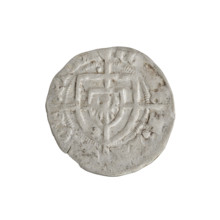 Teutonic szelag, Paul von Russdorf (Grand Master; 1422–1441). Obverse: Monastic shield of the Grand