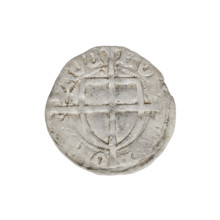 Teutonic szelag, Paul von Russdorf (Grand Master; 1422–1441). Obverse: Monastic shield of the Grand