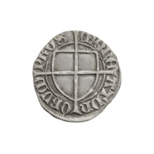 Teutonic szelag, Konrad von Erlichshausen (Grand Master; 1441–1449), cross with elongated arms,