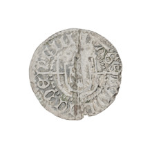 Teutonic szelag, Ludwik von Erlichshausen (Grand Master; 1450–1467). Obverse: monastic shield of