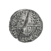 Teutonic szelag, Ludwik von Erlichshausen (Grand Master; 1450–1467). Obverse: Monastic shield of