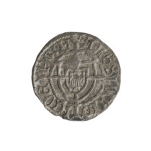 Teutonic szelag, Ludwik von Erlichshausen (Grand Master; 1450–1467), cross with elongated arms,
