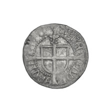 Teutonic szelag, Ludwik von Erlichshausen (Grand Master; 1450–1467). Obverse: Monastic shield of